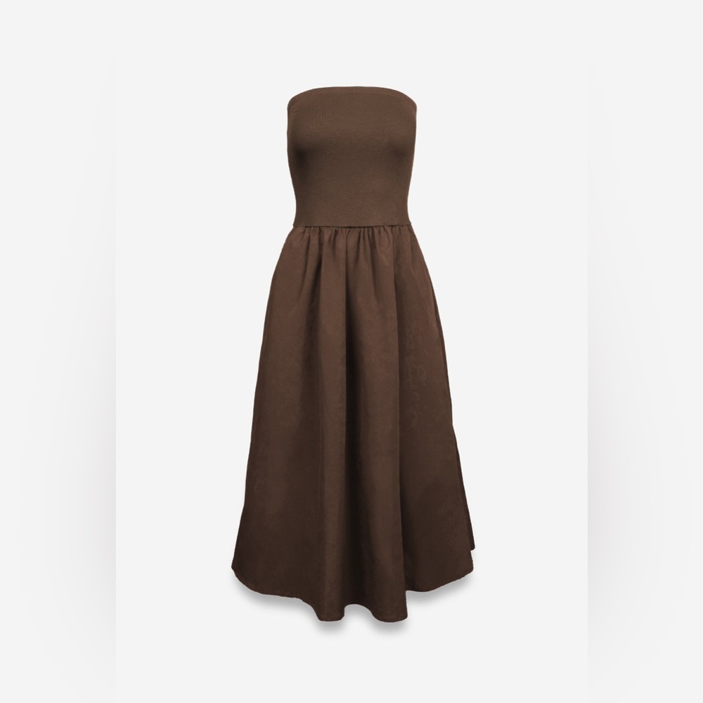 NEW Naked Zebra Tube Top Midi Dress in Dark Brown Strapless Sz SMALL - Picture 2 of 11